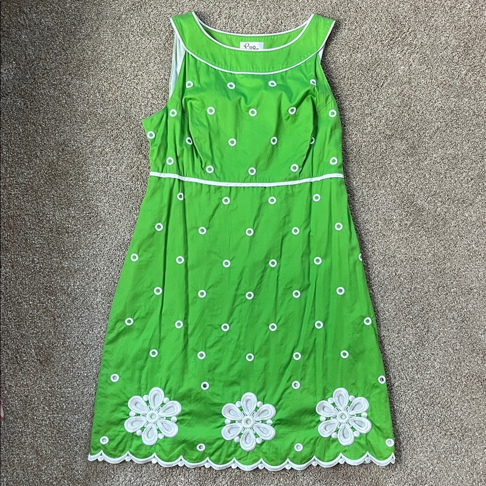 White Label Lilly Pulitzer Jacqueline Green Grasshopper Embroidered Shift sz6